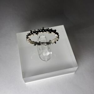 Abstract Continuous Geometric Silvertone Band Ring